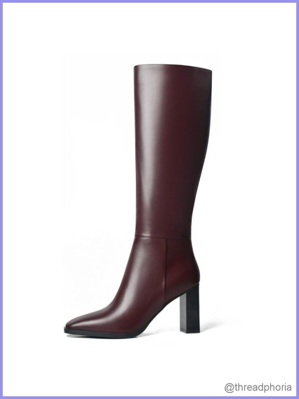 Women's Knee High Boots Square Toe Chunky Heel Side Zipper
